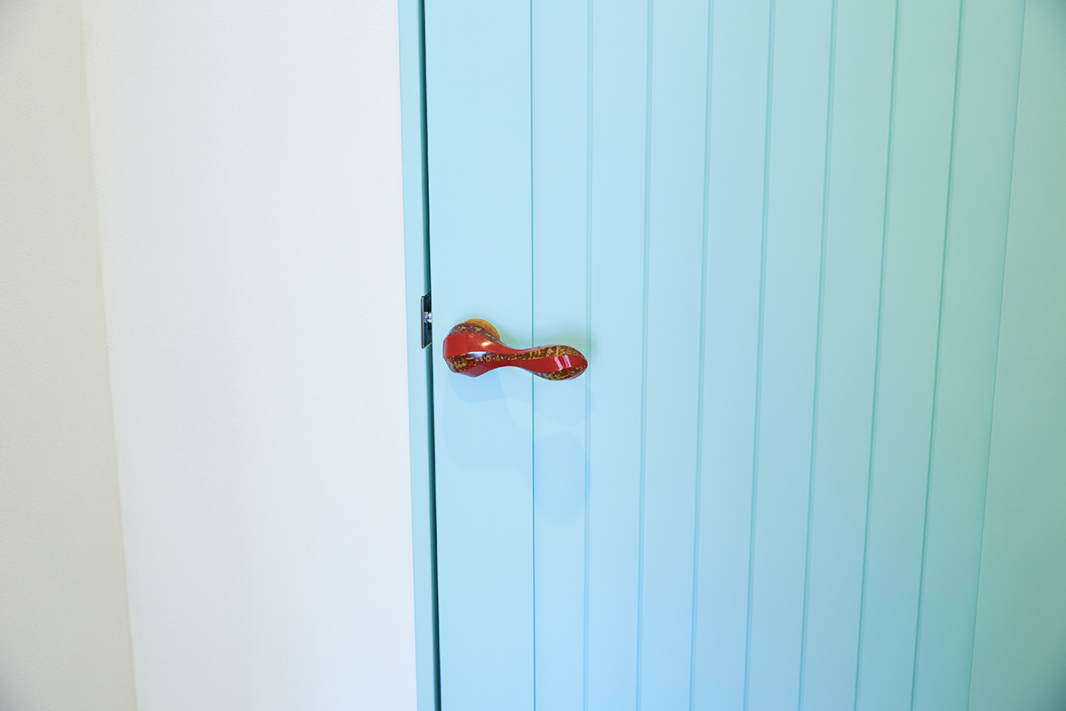 木曽漆器レバーハンドル　木曽堆朱　朱×白