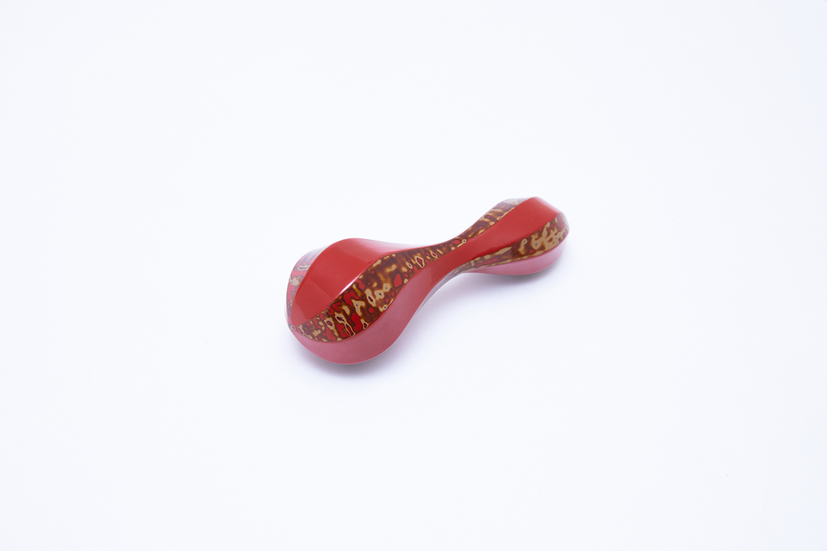 木曽漆器レバーハンドル　木曽堆朱　朱×白